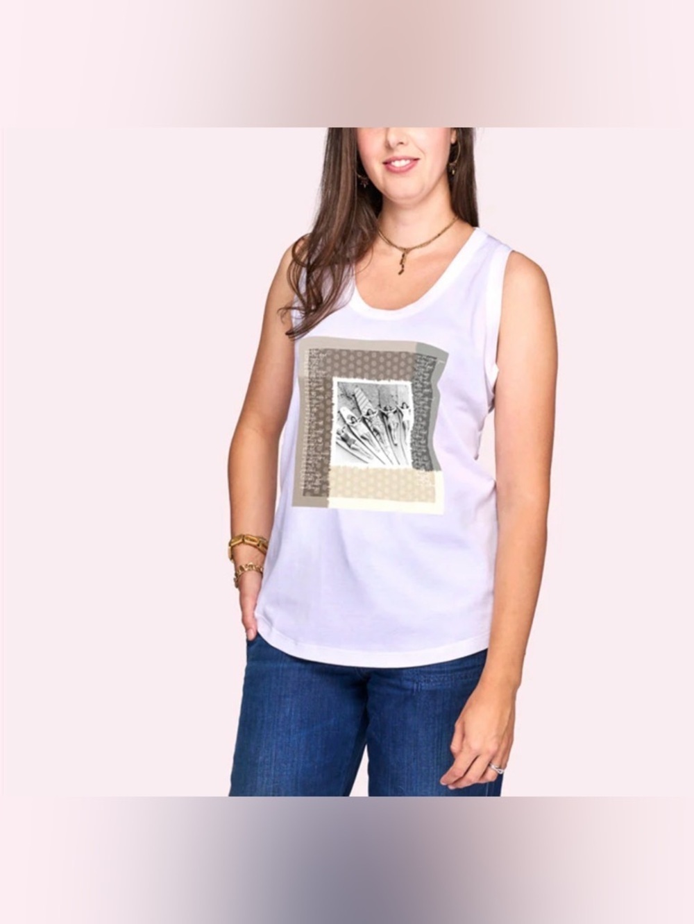 NWOT Suzi Roher scoop neck beach surfer girl tank white XS